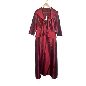 Caterina Collection‎ Women's Red Beaded Gown Jacket Set Size 10